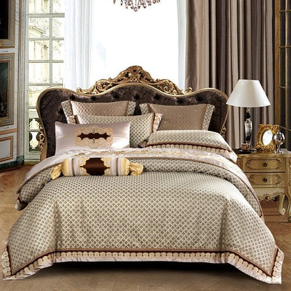 Tobacco Jacquard Duvet Cover Bedding Set