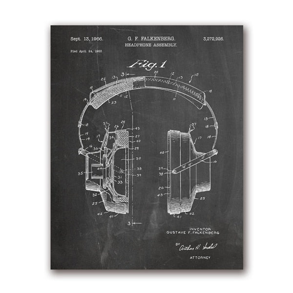 DJ Equipment Patent Blueprint Canvas Art