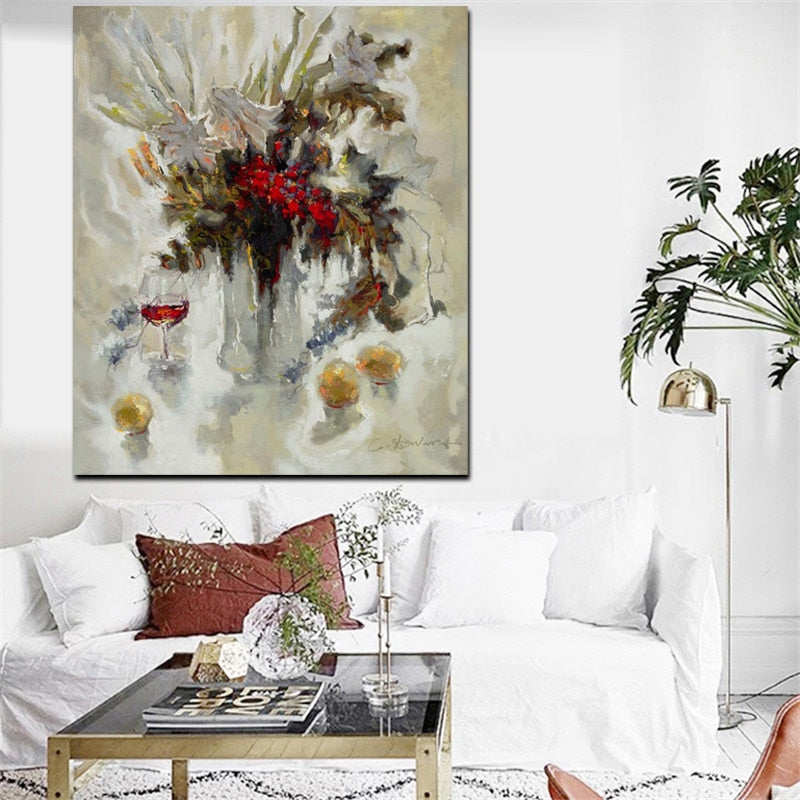 Flowers in Vase Oil Painting Canvas Art