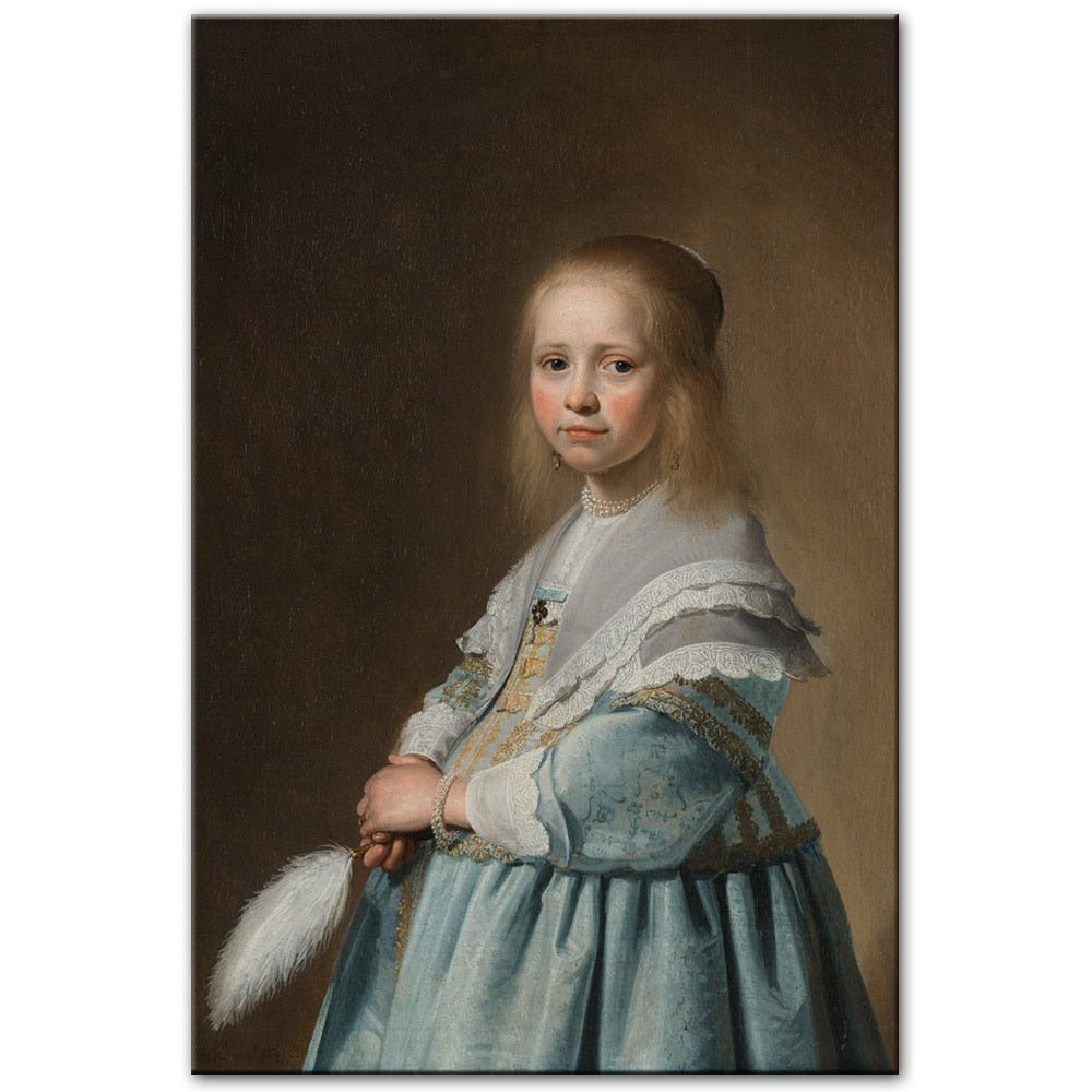 Portrait Of A Girl Dressed In Blue By Johannes Cornelisz Canvas Art