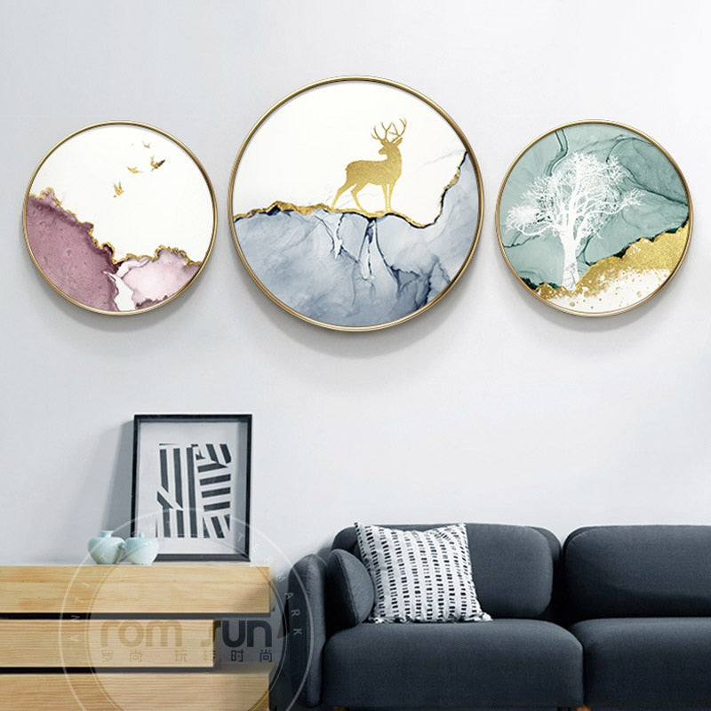 Abstract Marble Round Canvas