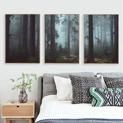 Misty Forest Landscape Canvas Art