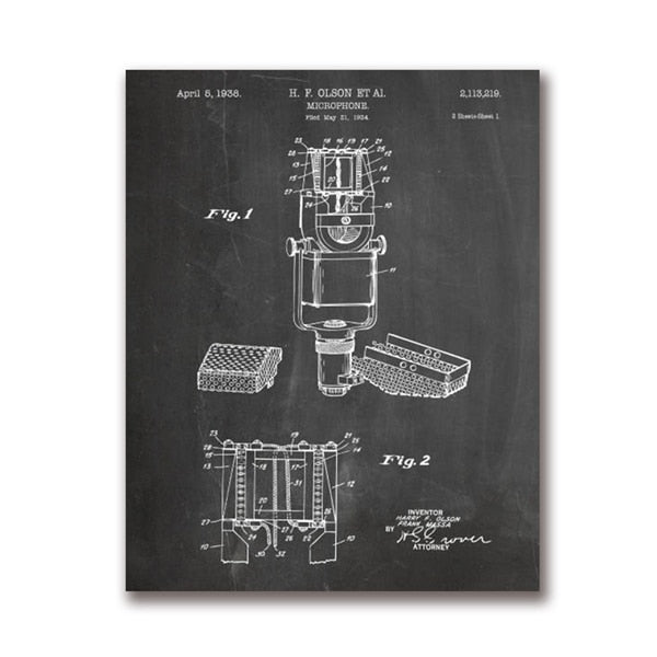 DJ Equipment Patent Blueprint Canvas Art