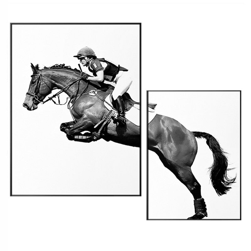 Knight Horse Black and White Canvas Art