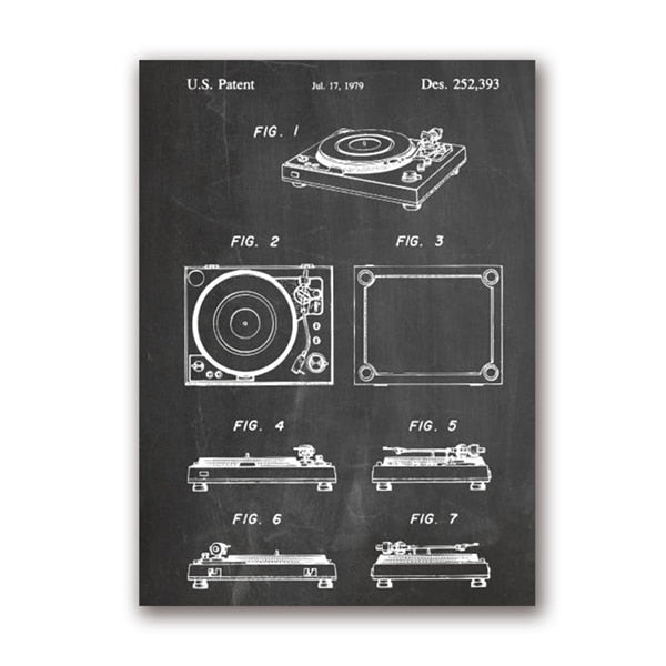 DJ Equipment Patent Blueprint Canvas Art