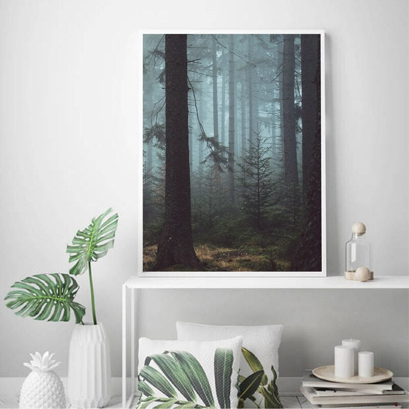 Misty Forest Landscape Canvas Art