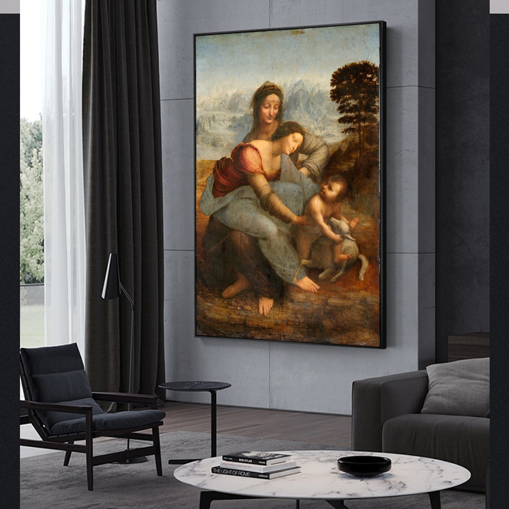 The Virgin and Child with Saint Anne by Leonardo da Vinci Canvas Art