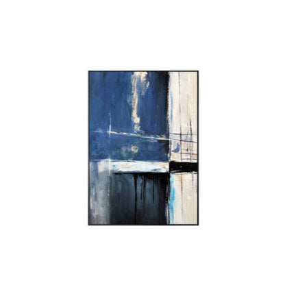 Abstract Blue White Black Canvas Art