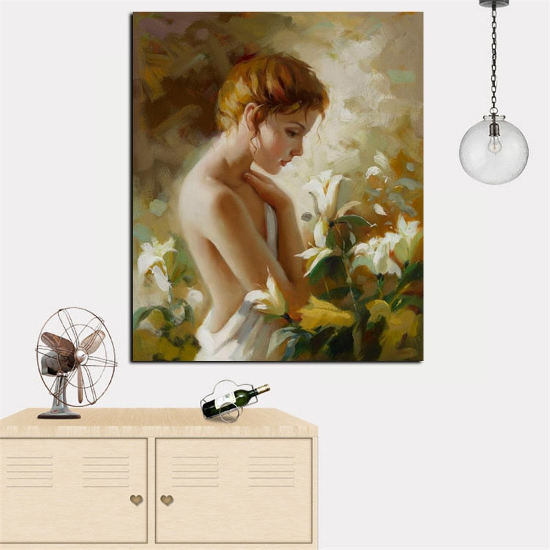 Sexy Woman Portrait Oil Painting Canvas Art