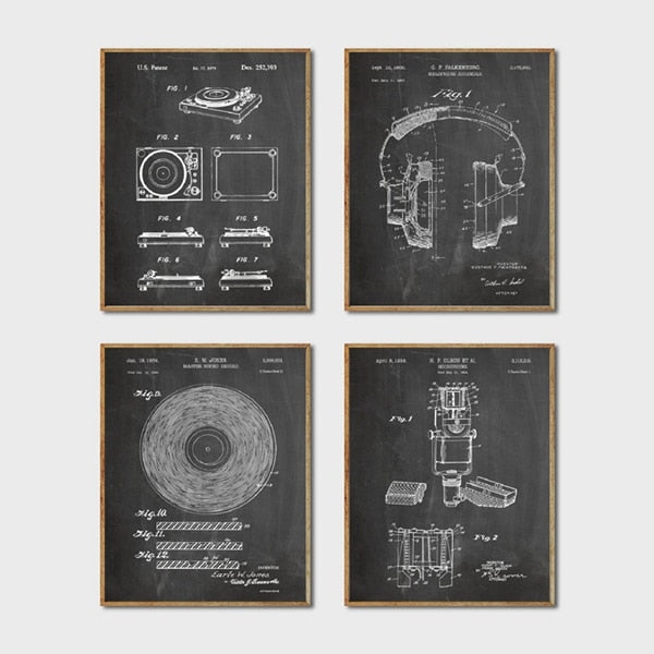 DJ Equipment Patent Blueprint Canvas Art