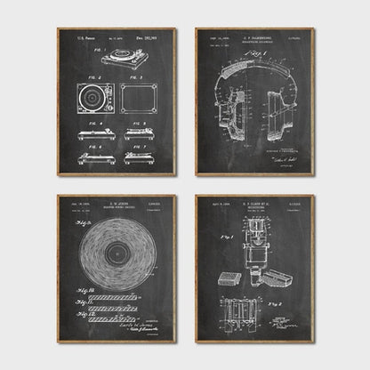 DJ Equipment Patent Blueprint Canvas Art