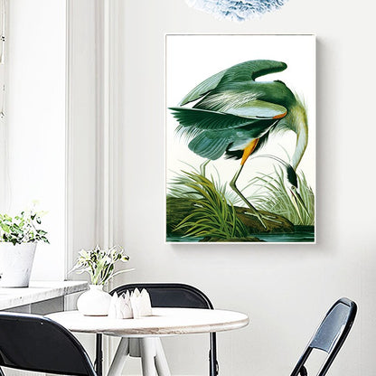 Pink and Green Crane Canvas Art