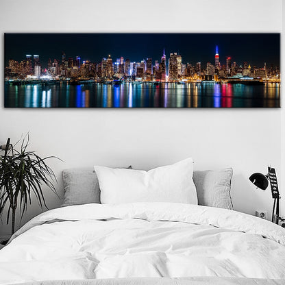 Night Skyline Of Manhattan Canvas Art