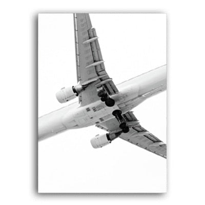 Black and White Manhattan Plane Train Canvas Art