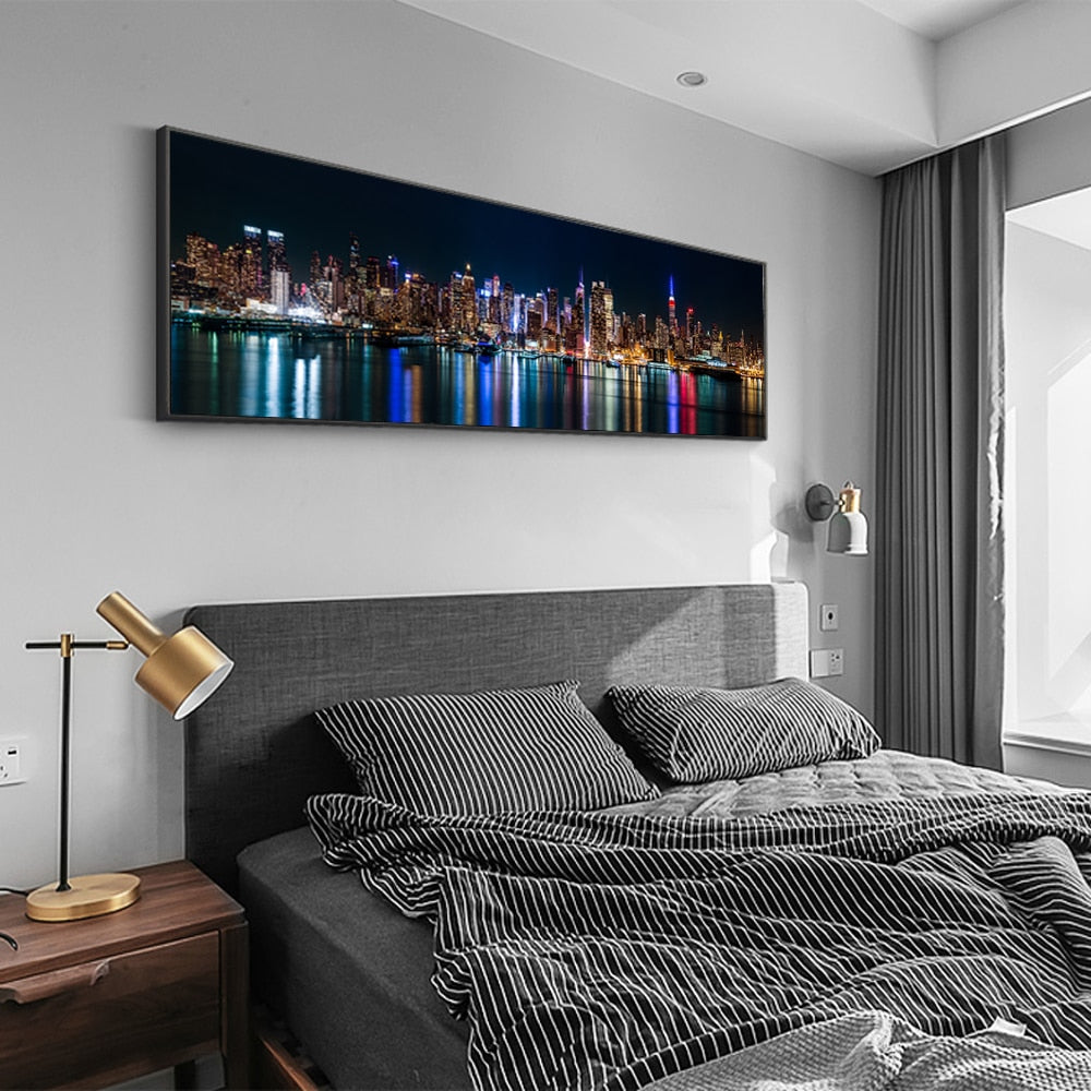 Night Skyline Of Manhattan Canvas Art