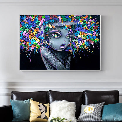 Lovely Girls Graffiti Art Canvas