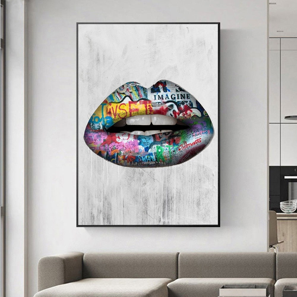 Abstract Sexy Lips Wall Art Canvas