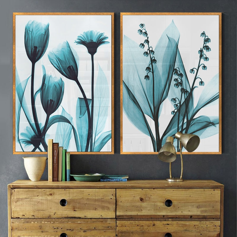 Blue Floral Canvas Art