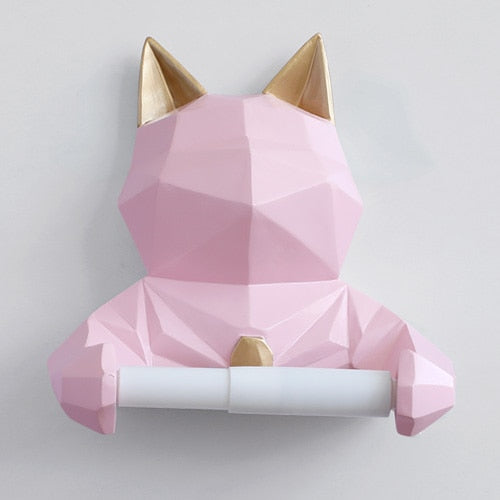 Pig Cat Paper Holder Statue