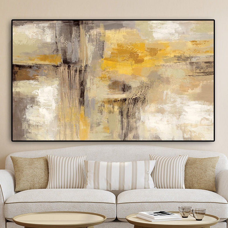 Gold Abstract Oil painting Wall Art Canvas