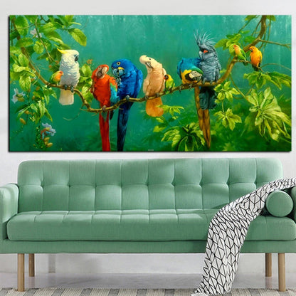 Parrot Bird on Branches Oil Painting Canvas Art