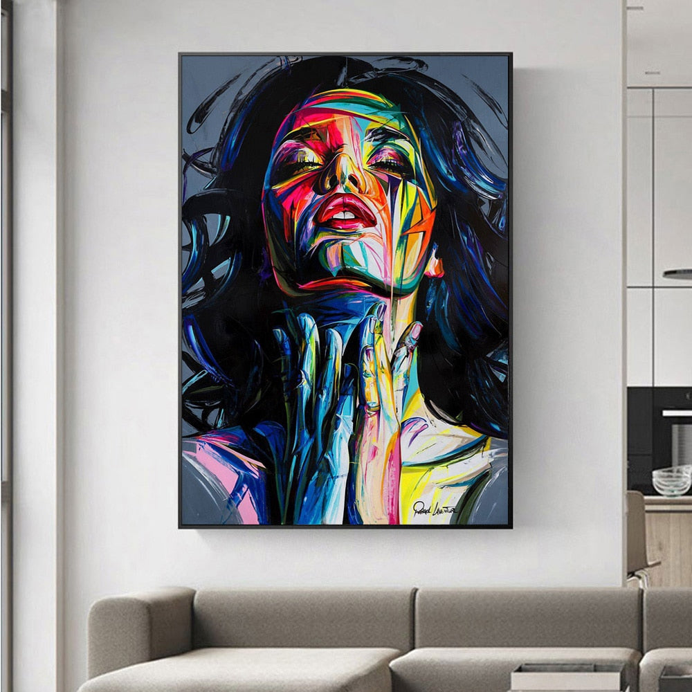 Street Graffiti Colorful Woman Canvas Art