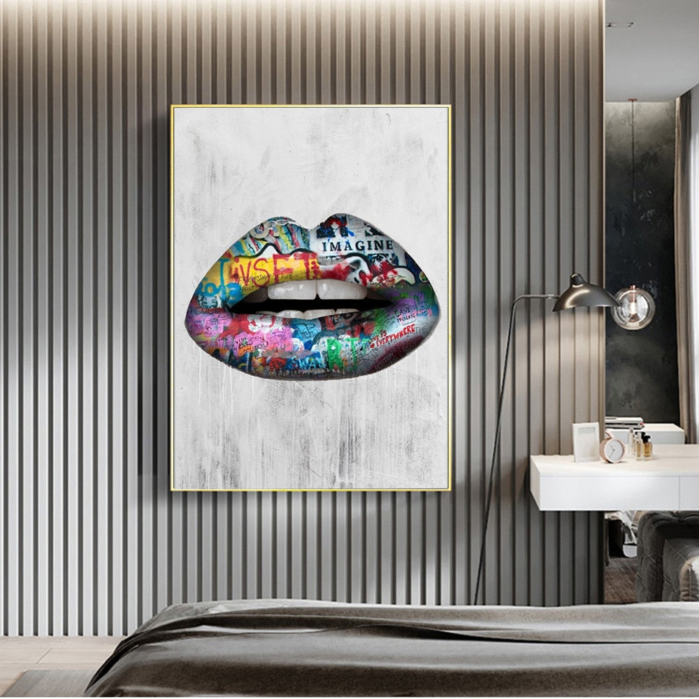 Abstract Sexy Lips Wall Art Canvas