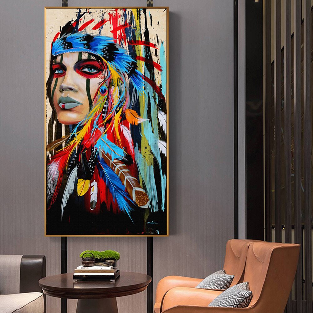 Pop Art Indian Native American Girl Canvas Art