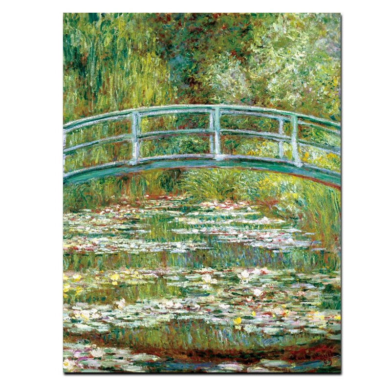 Claude Monet Water Lilies and Japanese Bridge Oil Painting Canvas Art