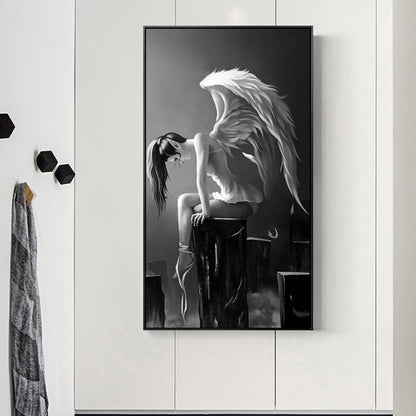 Angel Wings Black And White Canvas Art