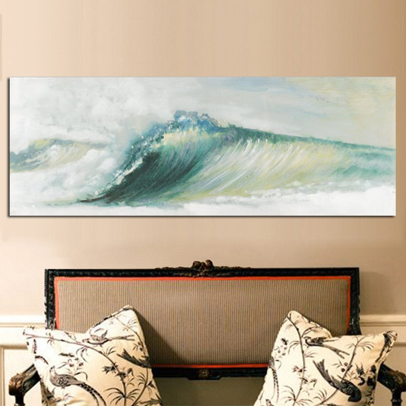 Green Ocean Sea Waves Seascape Wall Art Canvas