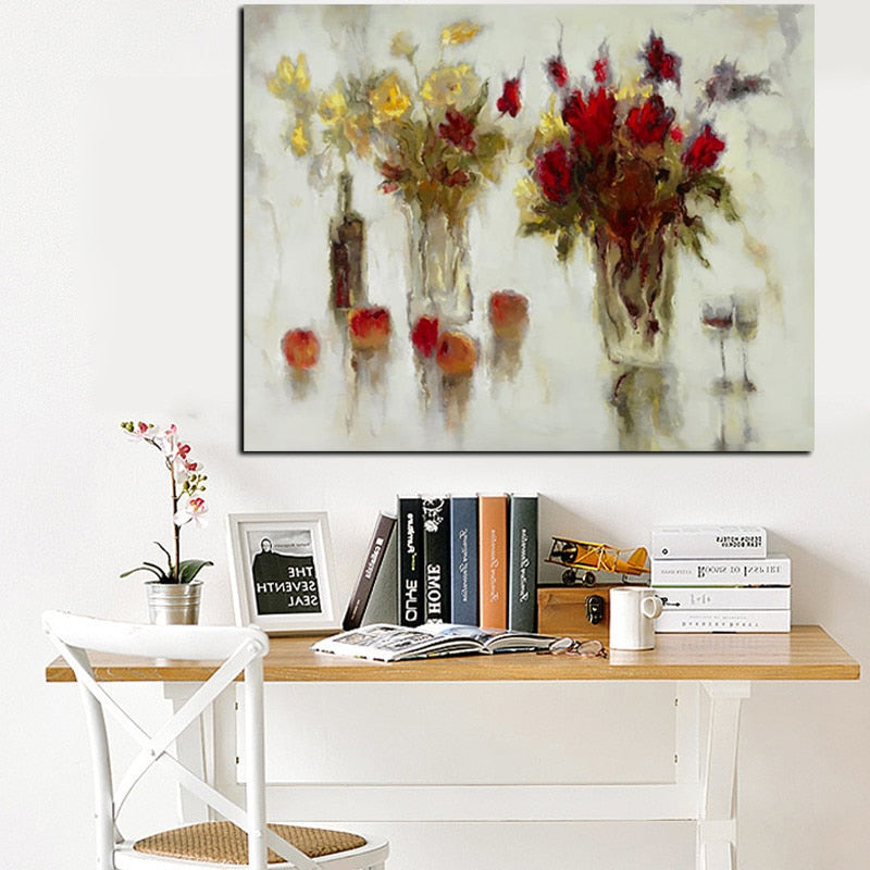 Flowers in Vase Oil Painting Canvas Art