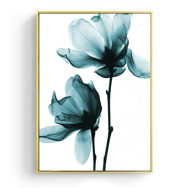 Blue Floral Canvas Art