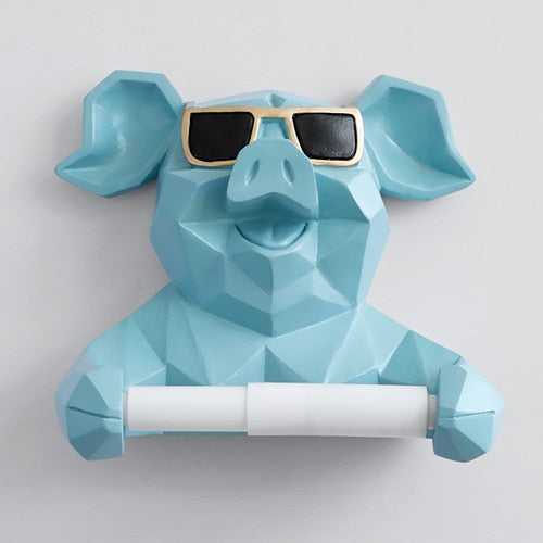 Pig Cat Paper Holder Statue