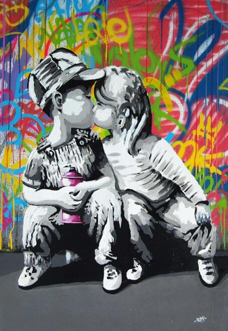 Lady Kids Graffiti Street Style Canvas Art