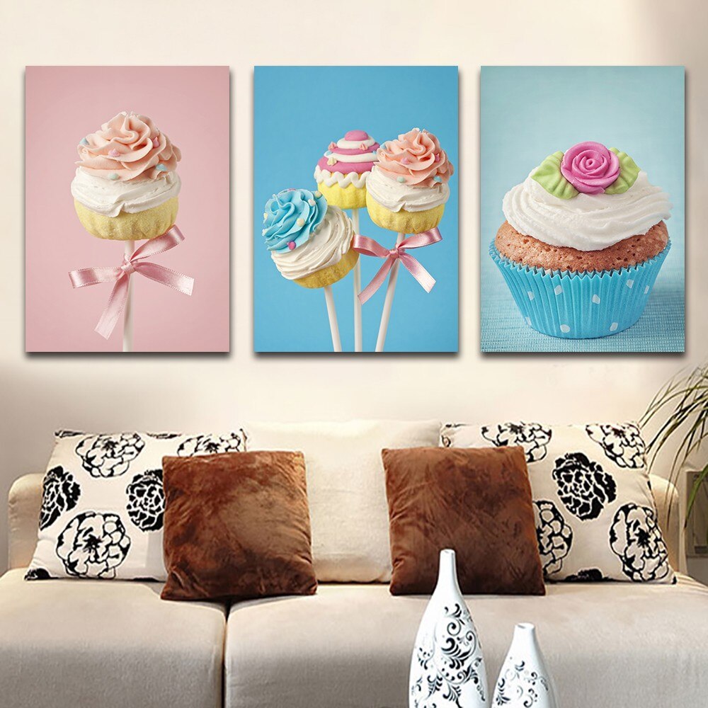 White and Pink Cupcake Canvas Art