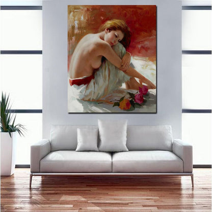 Sexy Woman Portrait Oil Painting Canvas Art