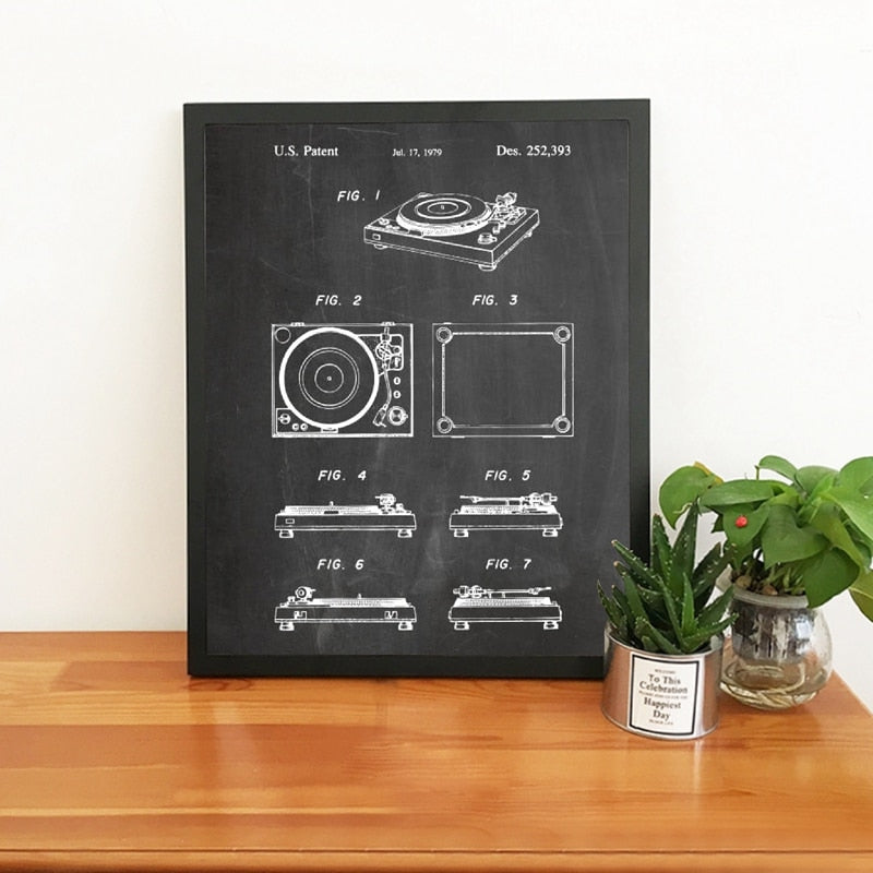 DJ Equipment Patent Blueprint Canvas Art