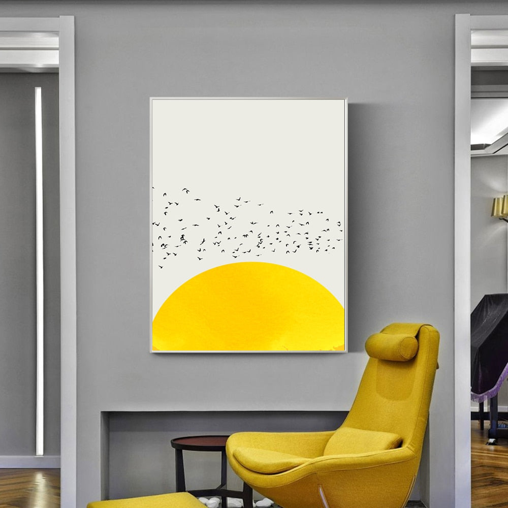 Birds Above the Sun Canvas Art