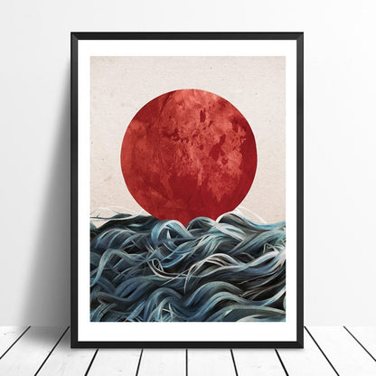 Abstract Japanese Sunrise Canvas Art