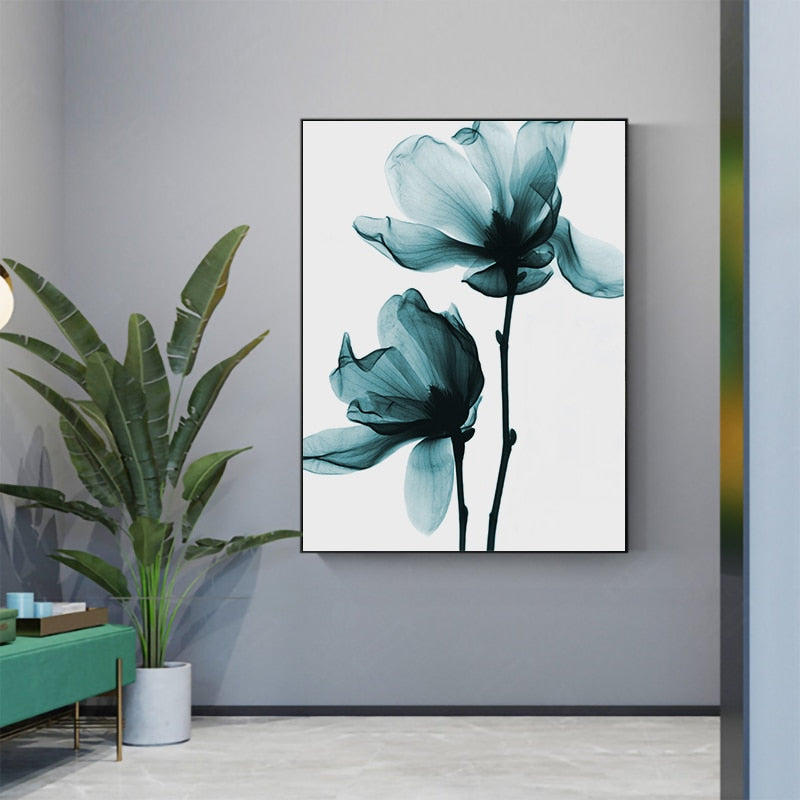 Blue Floral Canvas Art