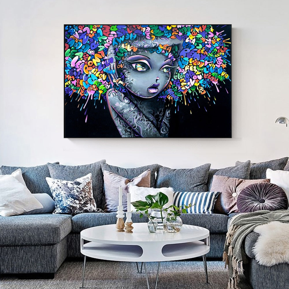 Lovely Girls Graffiti Art Canvas