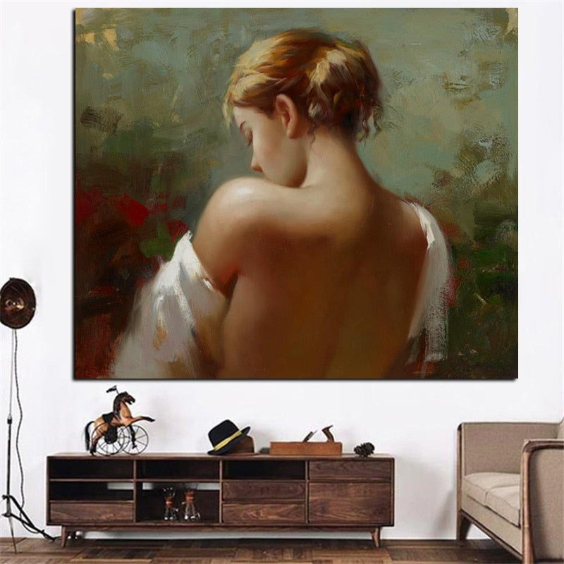 Sexy Woman Portrait Oil Painting Canvas Art