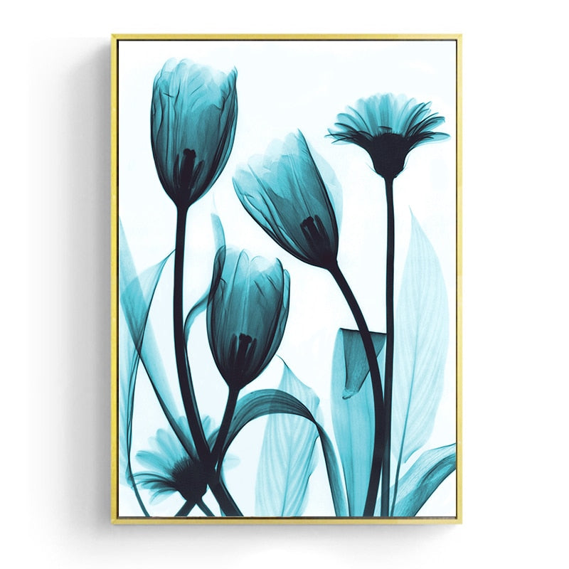 Blue Floral Canvas Art