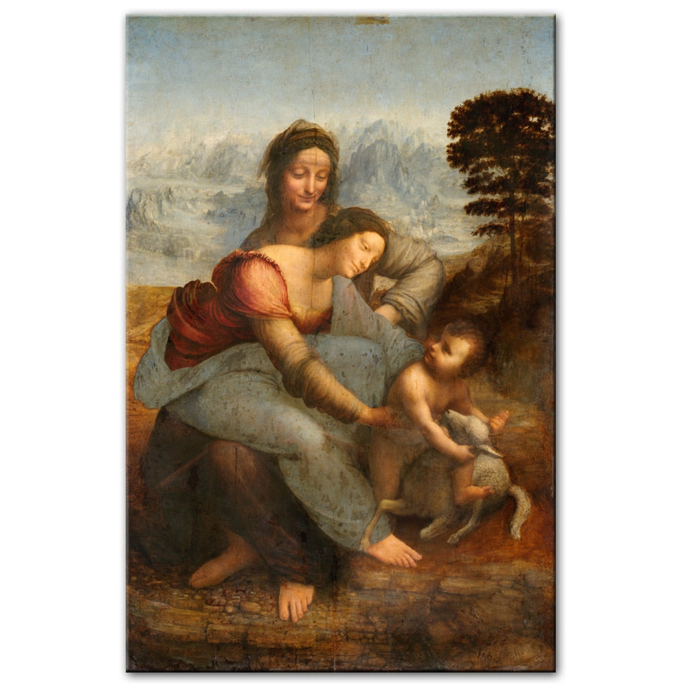 The Virgin and Child with Saint Anne by Leonardo da Vinci Canvas Art