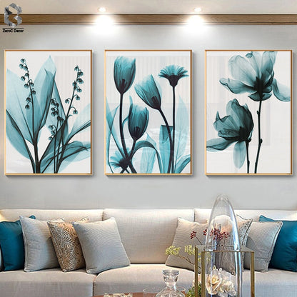 Blue Floral Canvas Art