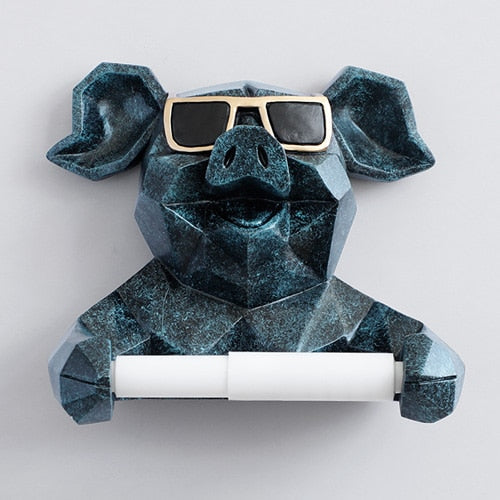 Pig Cat Paper Holder Statue