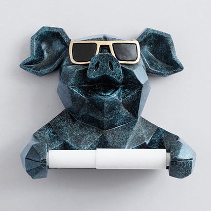 Pig Cat Paper Holder Statue