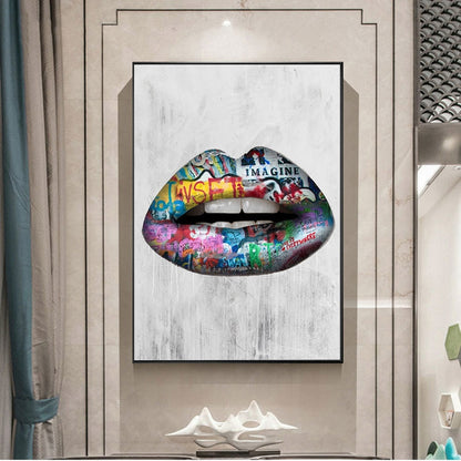 Abstract Sexy Lips Wall Art Canvas