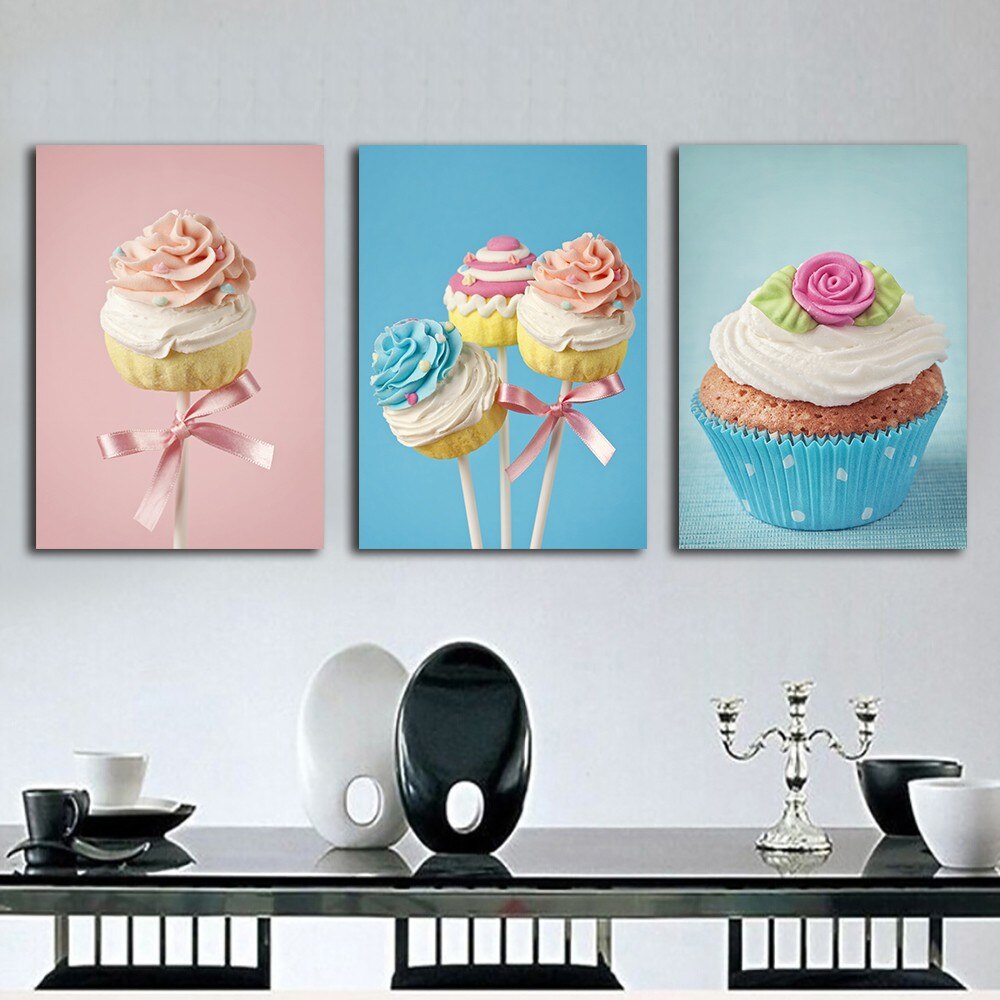 White and Pink Cupcake Canvas Art